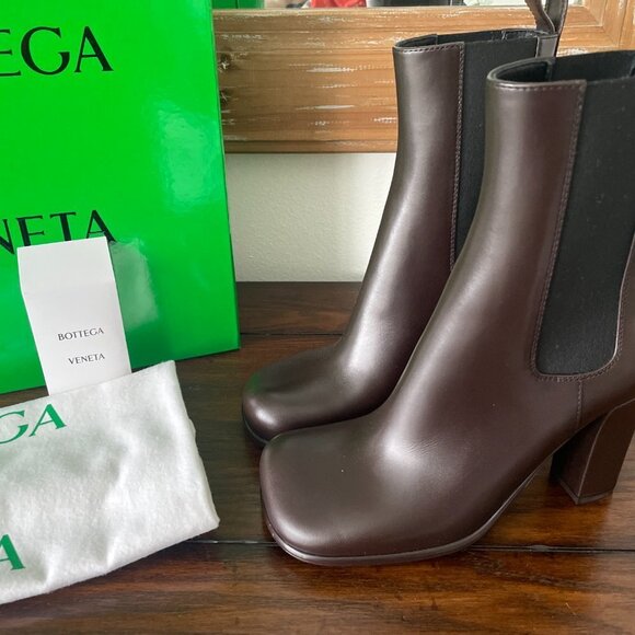 BOTTEGA VENETA 677271 Women's Brown Leather Storm Ankle Boots, 36.5 37.5 39.5 - Picture 2 of 12